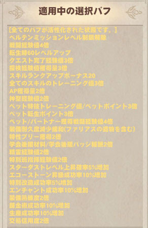 適用中のバフ
