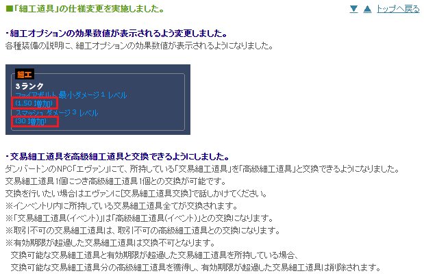 細工道具の仕様変更