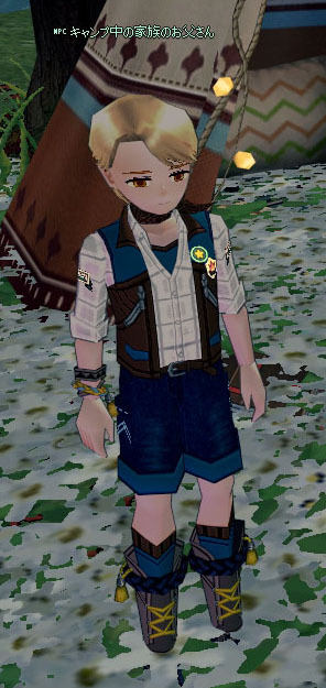 キャンプ中の家族のお父さん