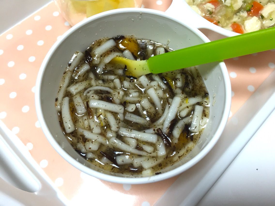 離乳食後期 ひじきとかぼちゃのうどん 9ヶ月 目指せ 毎日スマイル育児 離乳食後期 ひじきとかぼちゃのうどん 9ヶ月 目指せ 毎日スマイル育児