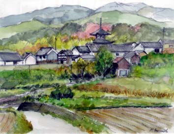 森本当麻寺秋景