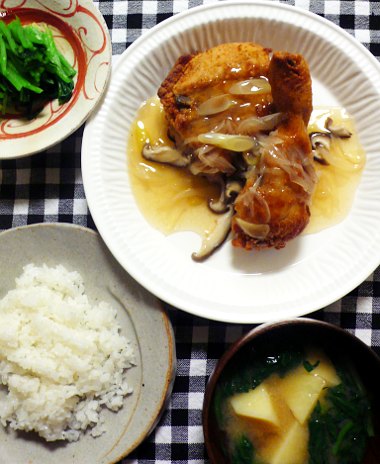 フライドチキンの和風あんかけ