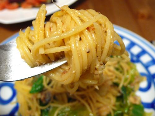 やわらかい太刀魚とシャッキリしたレタスのスパゲッティ