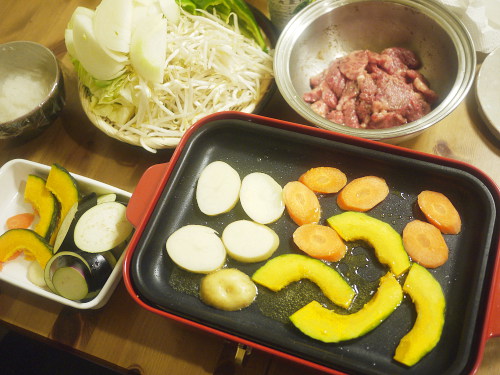 野菜を焼く