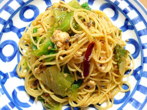 やわらかい太刀魚とシャッキリしたレタスのスパゲッティ