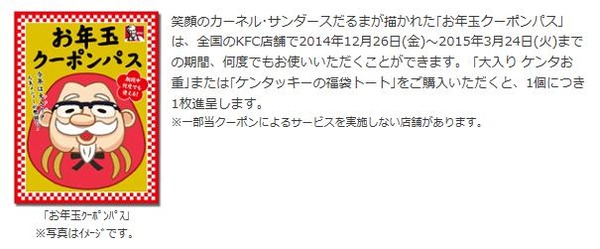 ケンタッキーの「お年玉クーポンパス」