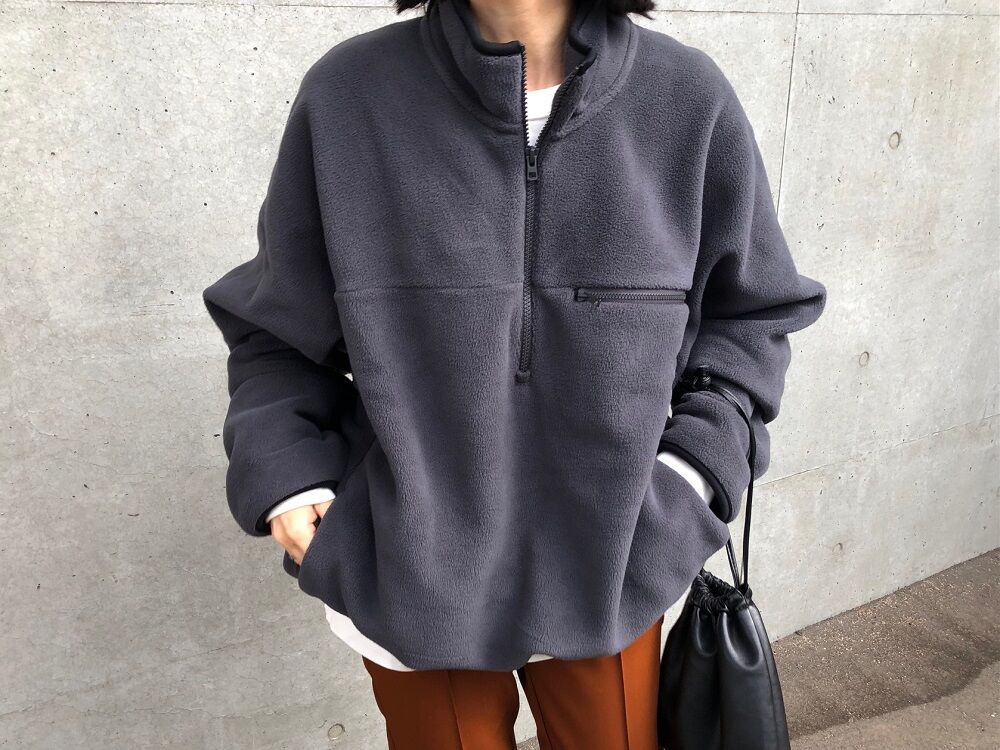 未使用 Lサイズ ユニクロ フリースオーバーサイズハーフジッププルオーバー ユニクロ公式 | フリースハーフジッププルオーバー（長袖）