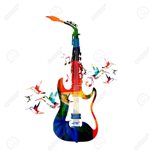 35553629-ギターとサックスのデザイン