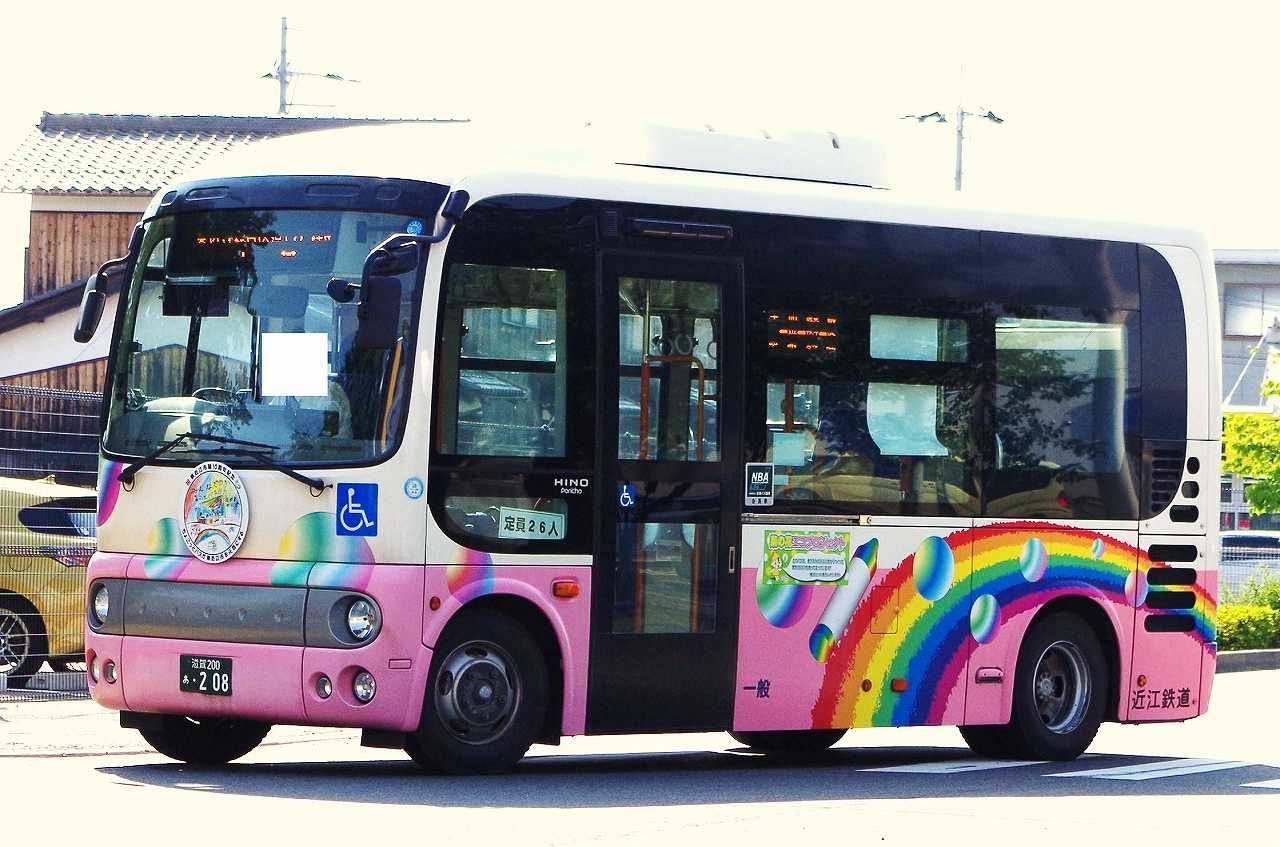 ぴちょんくん バス 日野・2代目ポンチョ(近江鉄道・滋賀2500あ208/滋賀200あ209/滋賀200あ