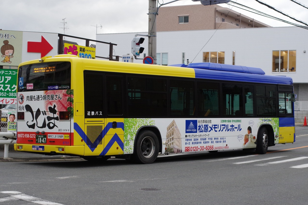 日野 ブルーリボンkv290系 近鉄バス6751 和泉200か1847 近江発 まりーんの道が続く限り