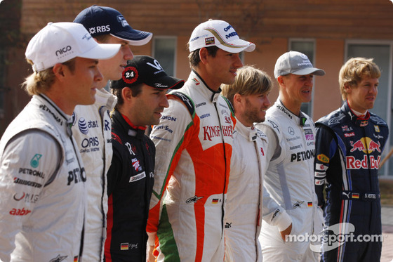 ドイツ人F1ドライバー、ニコ・ロズベルグ、ニコ・ヒュルケンベルグ、ティモ・グロック、エイドリアン・スーティル、ニック・ハイドフェルド、ミハエル・シューマッハ、セバスチャン・ヴェッテル
