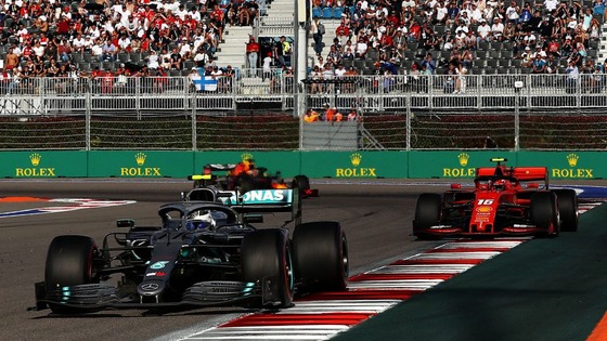 ヴァルテリ・ボタス(メルセデス)、シャルル・ルクレール(フェラーリ)、マックス・フェルスタッペン(レッドブル・ホンダ):2019年F1ロシアGP