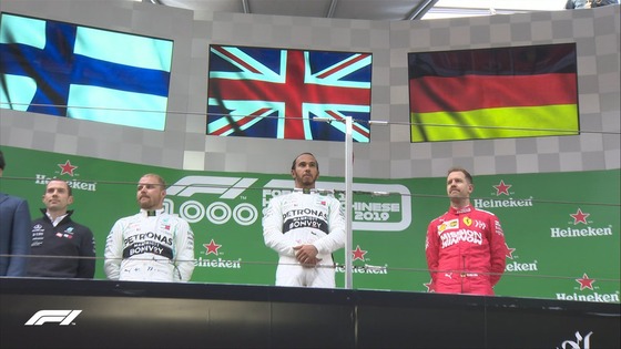 ボタス、ハミルトン、ベッテル:2019年F1中国GP表彰式