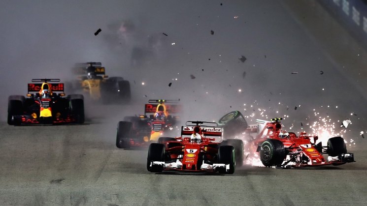 F1シンガポールgp動画 ベッテル フェルスタッペン ライコネンの3台がクラッシュ F1通信