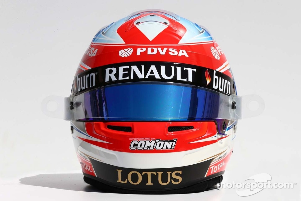 ロマン・グロージャン（ロータス）： F1ヘルメットとレーシングスーツ