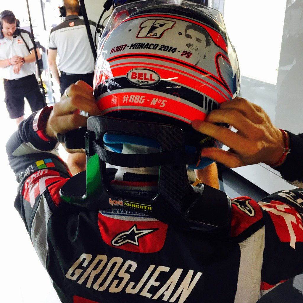 ロマン・グロージャン（ハース） モナコ仕様F1ヘルメット写真