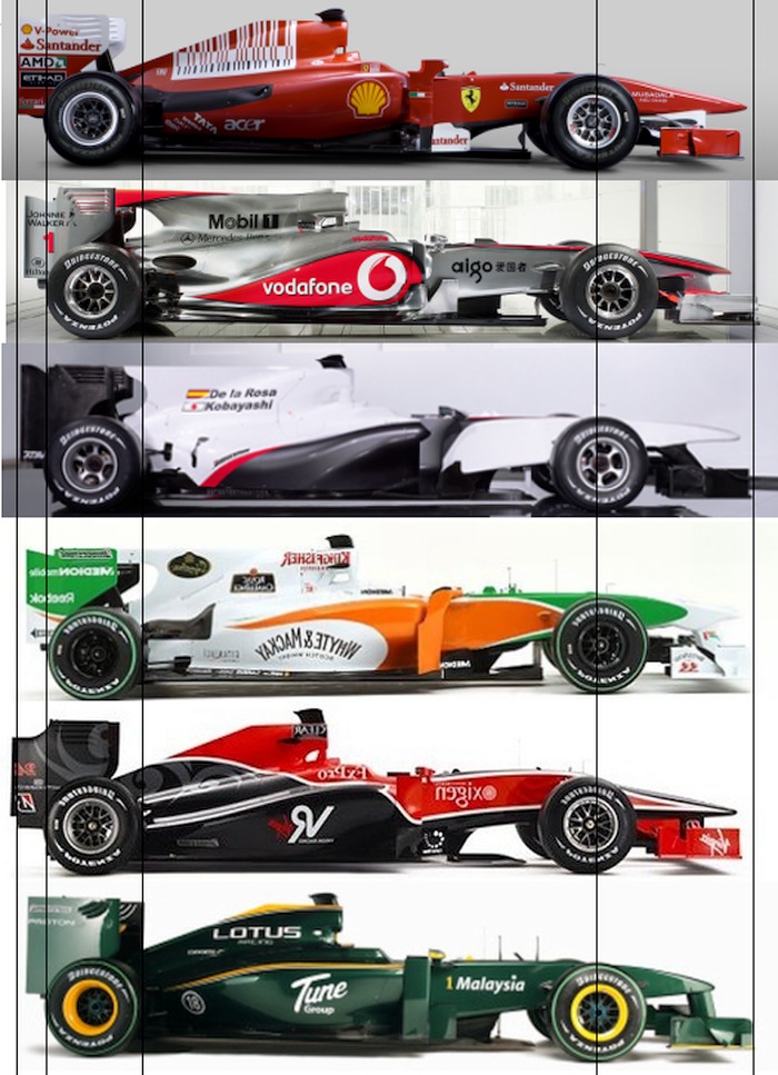 2010年マシンサイドビュー比較 : まー・・仕事とF1の日々