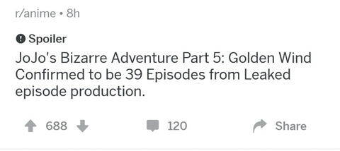 朗報 ジョジョ5部アニメ39話構成の3クールのリークがでる まるたろうの怖い心霊ブログ 朗報 ジョジョ5部アニメ39話構成の3クールのリークがでる まるたろうの怖い心霊ブログ