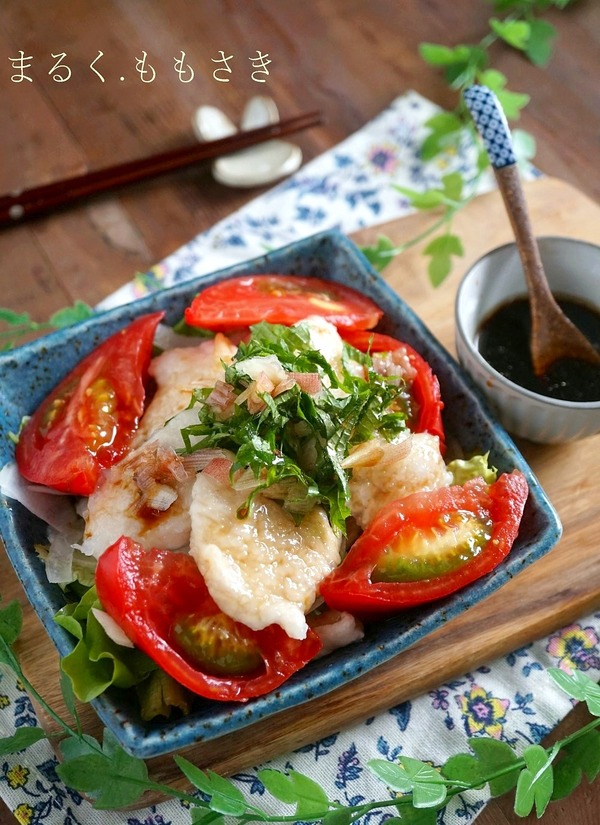 この切り方で柔らか！鶏むね肉でぷるぷる水晶鶏の薬味タップリぽん酢サラダ＆壁紙の交換