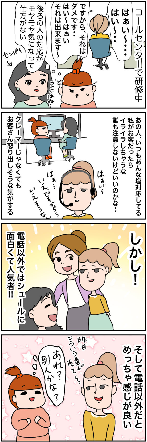 裏表が極端な人たち コールセンター たまに家から出るまるまるかの絵日記