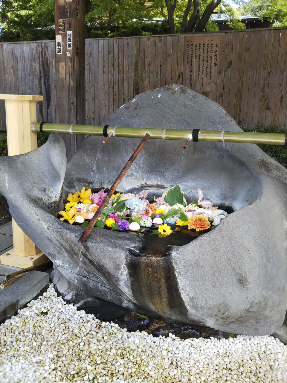 盛岡八幡宮の花手水 はばたけ まるせい呉服店 盛岡八幡宮の花手水 はばたけ まるせい呉服店