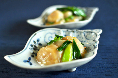 ホタテ貝柱と分けぎのぬた