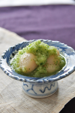 ホタテ貝柱の緑酢和え