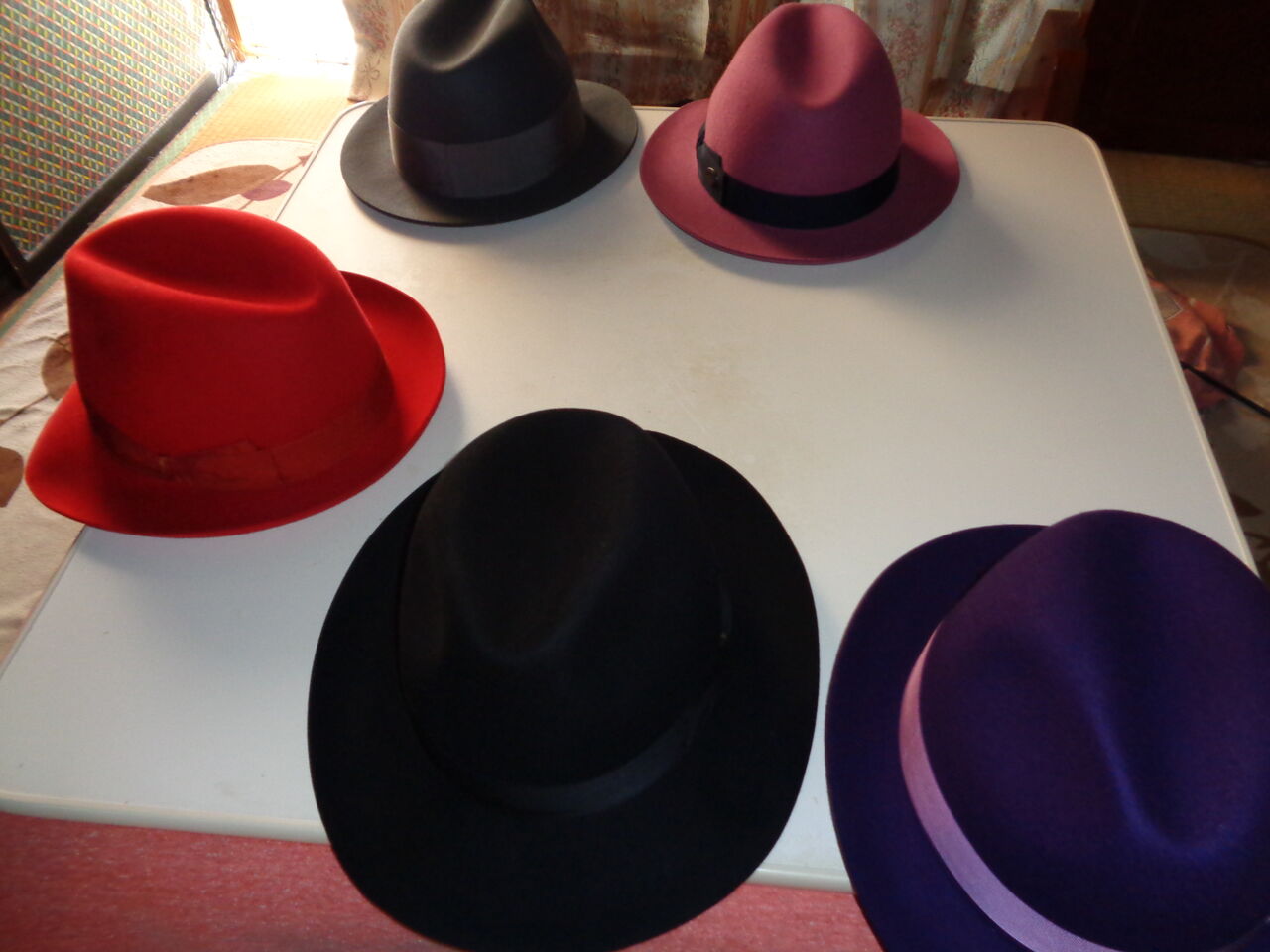 未使用]Borsalinoボルサリーノラビット中折れハット59ワインレッド箱付