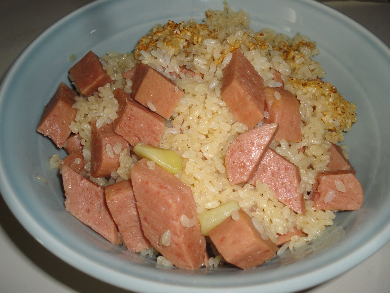 チューリップポークランチョンミート釜飯 うまい 意外やサッパリ味 マサ料理 耽溺 マサ青木の美食とクルマ