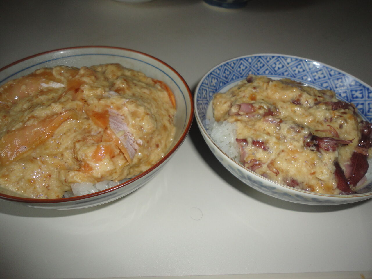 ｗ山かけ丼 トラウトサーモン ホタルイカ うまい 脂過多ととろろ芋は合わない マサ料理 耽溺 マサ青木の美食とクルマ