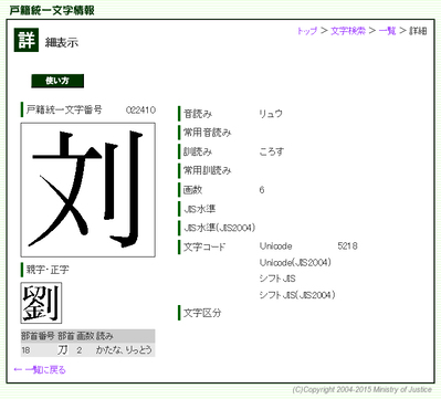 戸籍統一文字
