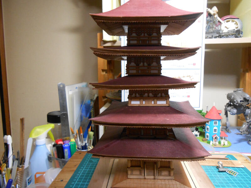 ウッディージョー 1/75 瑠璃光寺 五重塔 レーザーカット加工