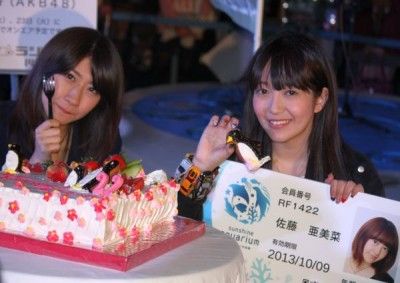 【ニュース】AKB48佐藤亜美菜が22歳のバースデー！水族館のペンギン＆石田晴香がサプライズで祝福