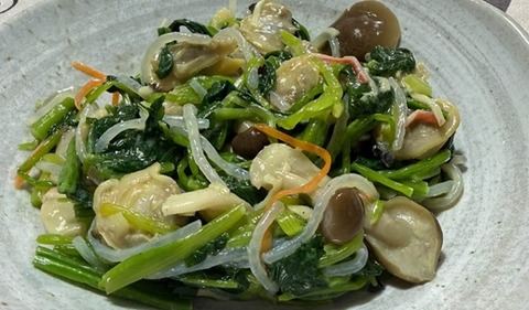 ベビー帆立と野菜の中華和え