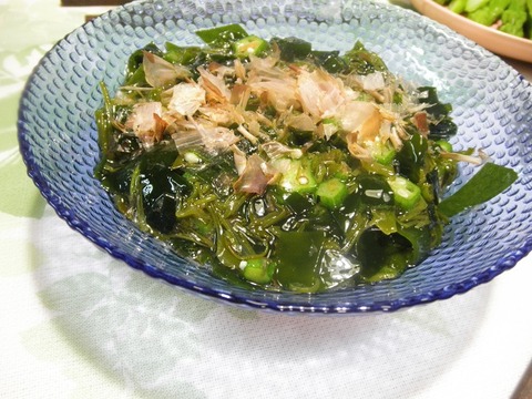 メカブとオクラとワカメ和え