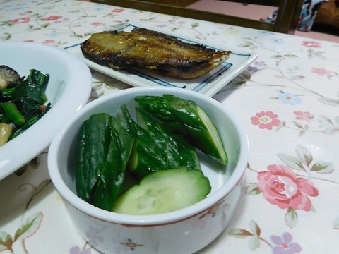 きゅうりの糠漬け&鰈焼き魚