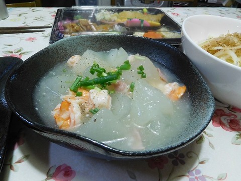冬瓜とエビの葛煮