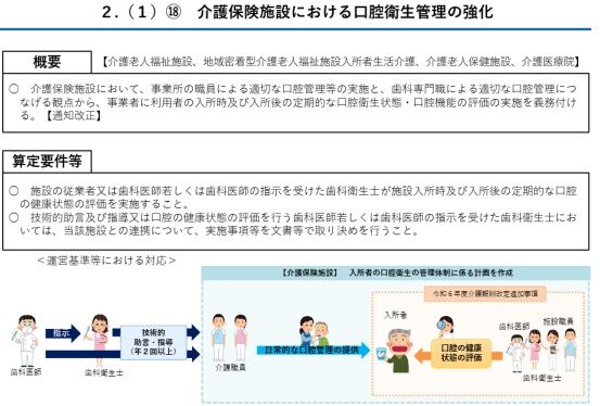 介護保険施設における口腔機能管理の強化
