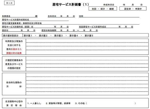 居宅サービス計画書