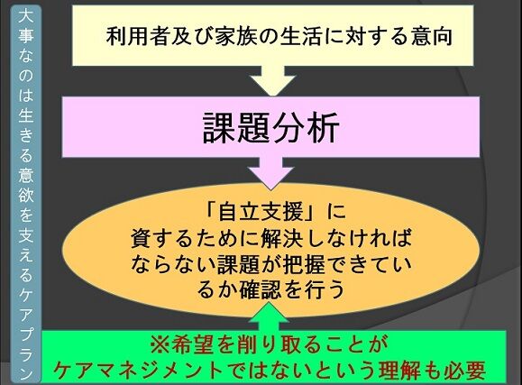 利用者及び家族の生活に対する意向を踏まえた課題分析