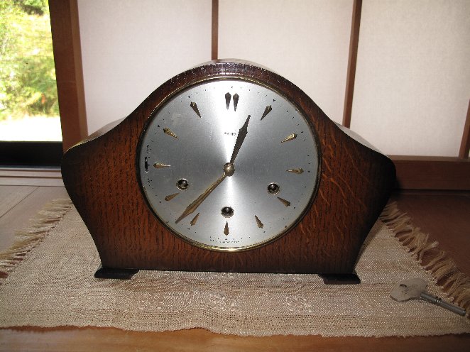 三工舎 三方置時計 珍品 ゼンマイ式アンティーク置時計 当時物