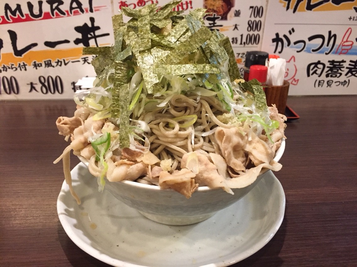 山の恵 とみやま がっつりつけ麺肉蕎麦 月見つゆ メガ盛 日和 ましまし日和 美味いもん巡り