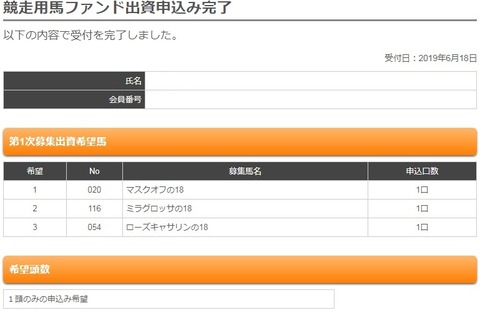 19年社台サンデー申し込み