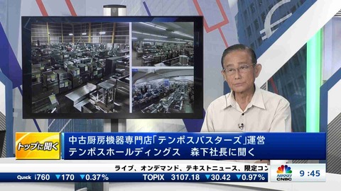 厨房機器買取販売のテンポス、社長の森下篤史さん(78)が日経CNBCでいつも通り言葉を全く選ばず大暴れ