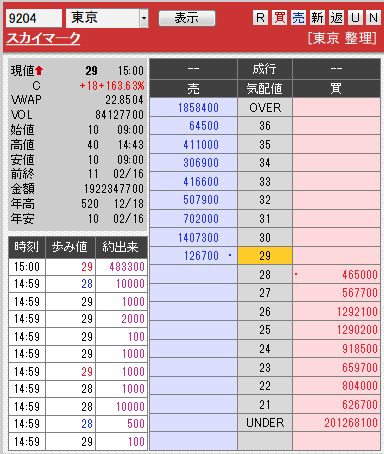 板: 9204 スカイマーク引け