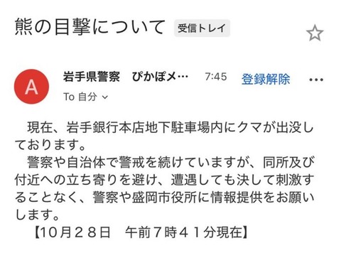 クマの大攻勢、岩手銀行の本店まで侵攻を許してしまう
