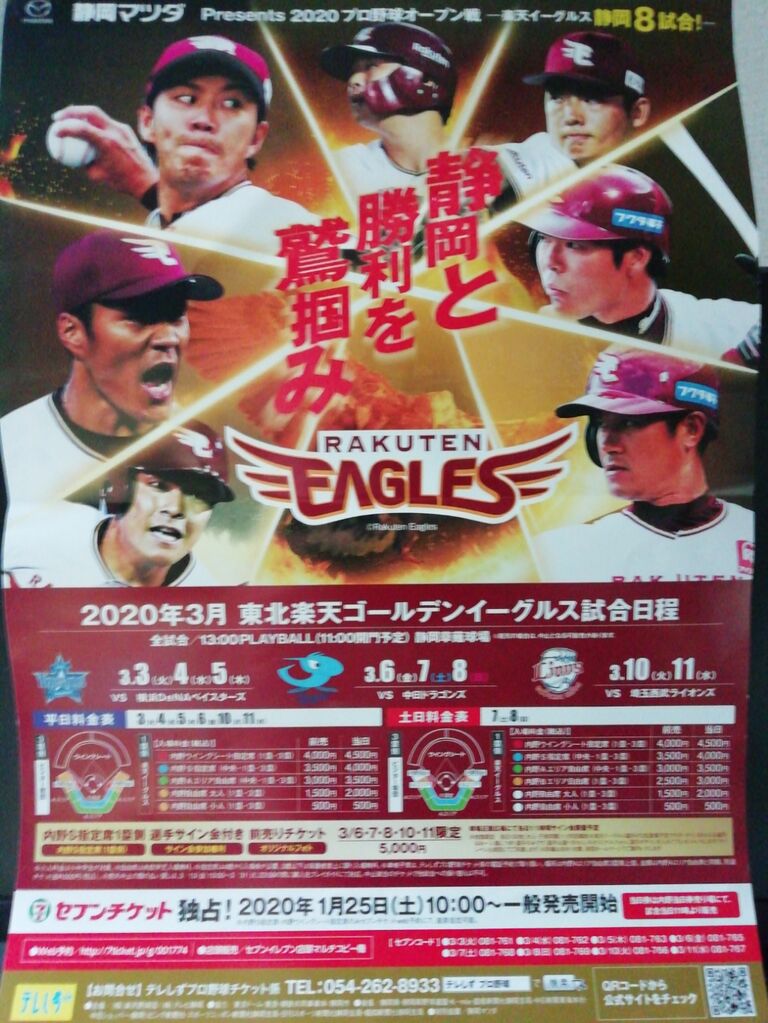 プロ野球オープン戦 楽天イーグルス静岡８試合 のりたかblog