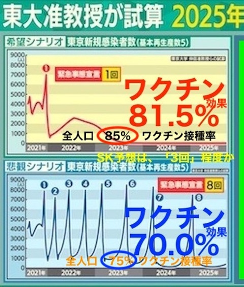 ワクチン効果　波予想-s