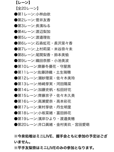 全握レーン公開 平手友梨奈はミニライブのみ 今泉佑唯は欠席へ 全国握手会 ポートメッセ名古屋 櫻坂46まとめもり