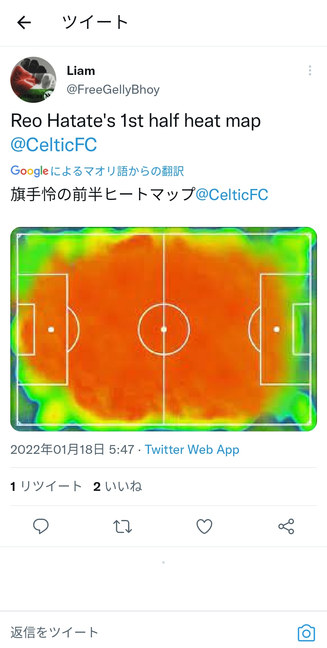 朗報 セルティック旗手さんのヒートマップｗｗｗｗｗｗｗｗｗｗ サカサカ10 サッカーまとめ速報